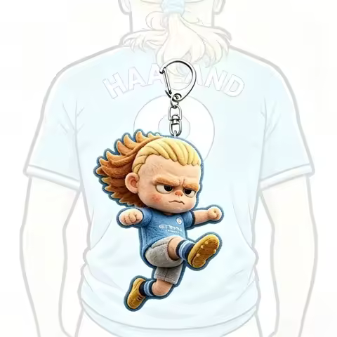 Erling Haaland Keychain Abstract Meme Haaland Keyrings Backpack Hanging Keychain Fans Pendant Charms