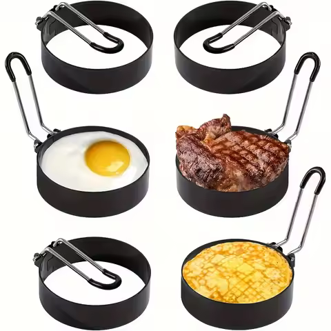 1 piece egg ring, stainless steel omelette ring, round egg cooker ring, silicone handle egg ring