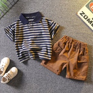 boy summer set toddler boy clothes set boys polo shirt casual striped short-sleeved short