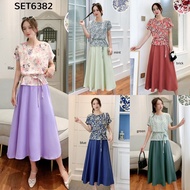 SET6382 Maureen Floral Top With Flare Skirt Set