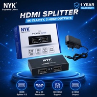 NYK HDMI Splitter 2 Port Support UHD Splitter hdmi 4K 2K 3D Original