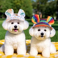 Outdoor pet hat for Bichon Frize and Pomeranian dogs - Fashionable, breathable outdoor sun hat for p