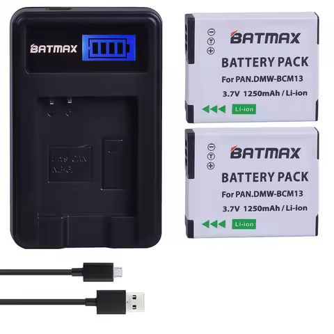 2Pc DMW-BCM13E DMW-BCM13 BCM13 Battery + LCD Charger for Panasonic Lumix ZS40 / TZ60, ZS45 / TZ57, Z