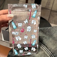 TEMU Cute And Fun Kawaii Cartoon Dentist Tooth Unique Phone Case Suitable For Iphone 17, 16e, 16, 15