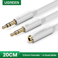 ☽UGREEN Mic Audio Y Splitter Cable Headset to PC (3.5mm x 28cm)