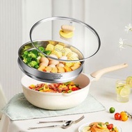 其他品牌 - 煎鍋平底鍋 麥飯石不沾鍋易潔少油煙30cm带蒸笼