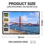 FINTEX White 100 Inches Projector Screen High Brightness Add Color 1.8 Cool