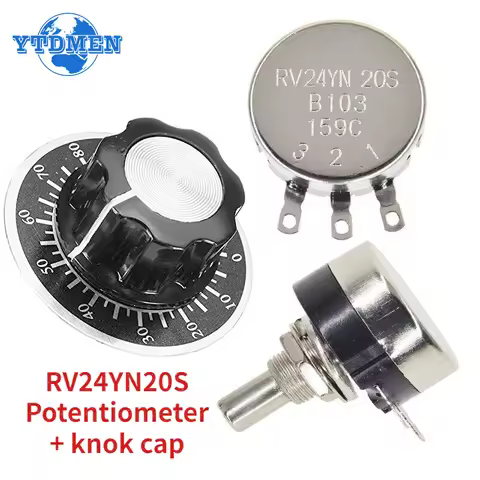 1set 2W Potentiometer Knob Kit RV24YN20S B103 B104 B502 B504 5K 10K 100K 500K+ MF-A03 Knob 6mm with 