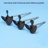 Rc Bait Boat Fishing Ship Spare Parts 5mm Boat Shaft Drive Shaft + Universal Joint + 80MM 3 Blades Propeller For Rc Boat