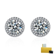 With Gra Certificate- Pt950 Platinum Stud Earrings Colorful Gem Advanced Moissanite Diamond Earrings