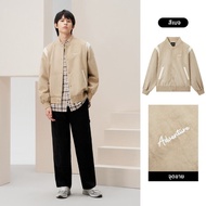 gxg.jeans | แจ็คเก็ตเบสบอลผ้าซูเอ๊ดเทียมลายปะติดหลายสี