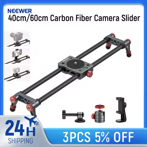 NEEWER 40cm/60cm Carbon Fiber Camera Slider with 360° Ball Head/Phone Clamp/Camera Mount, Dolly Rail