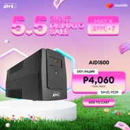 AWP AID1500 Aide 900W-1500VA UPS with AVR Uninterruptible Power Supply (6 Sockets) - Power Backup fo
