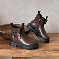 YADOU รองเท้าบูทเด็กหุ้มข้อเก๋ไก๋2025ฤดูใบไม้ร่วงรองเท้าบูท Martin นุ่มใส่สบายสไตล์อังกฤษพื้นรองเท้า