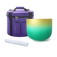 Hye-eun 8inch Gold and Green 432hz/440hz Meditation Sound Healing Bowl with Purple Bag