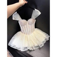D200HT LACE DRESS WITH CROSET CUP DESIGN, luxurious PRINCESS Puffed Shape (short and small form, siz