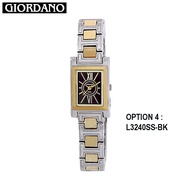 Giordano  Curvex Rectangle  Vintage Slim Quartz Couple Watch (All-Stainless Steel) G3240