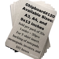 (Positivity) 20 pcs Chipboard 120 in A4, A3 and 9x13 inches for backing of notepad, memopad