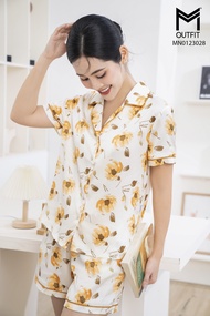Bộ mặc nhà pijama lụa + quần cộc - MMOUTFIT