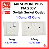 MK SLIMLINE PLUS【1 Gang/ 2 Gang】13A 250V Switch Socket Outlet