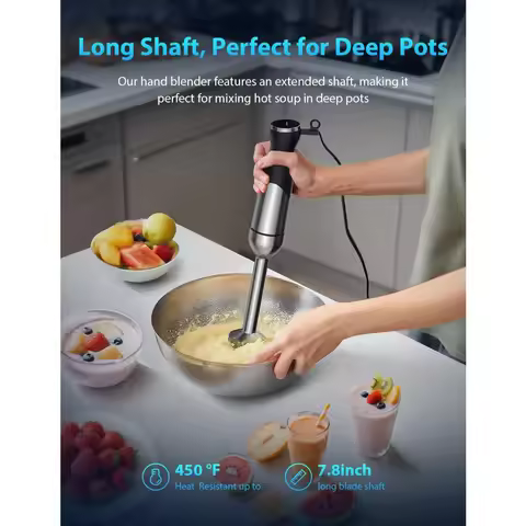 Handheld Immersion Blender 1000W Stainless Steel 25 Speed Heavy Duty Copper Motor Corded Electric Mi