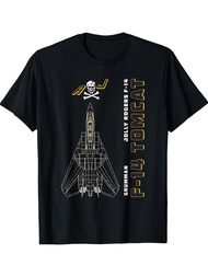 Men's F-14 Tomcat Jolly Rogers VFA-103 Jet Airplane Profile Graphic T-Shirt