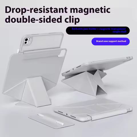 Magnetic Folio Case for iPad Pro 11 2024 Multi fold magnetic Clip with Acrylic shell for iPad Pro 12