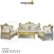 ชุดโซฟาหลุยส์ 4ชิ้น (3+2+1ที่นั่ง+โต๊ะกลาง) Gold Titanium Series รุ่น TSF-LV-SET AMETHYST [Pick Coll