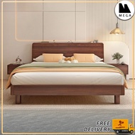 🇸🇬⚡Modernity Solid Wood Bed Frame Walnut Wooden Bed Frame Bed Frame With Mattress Super Single/Queen/King Size Bed Frame
