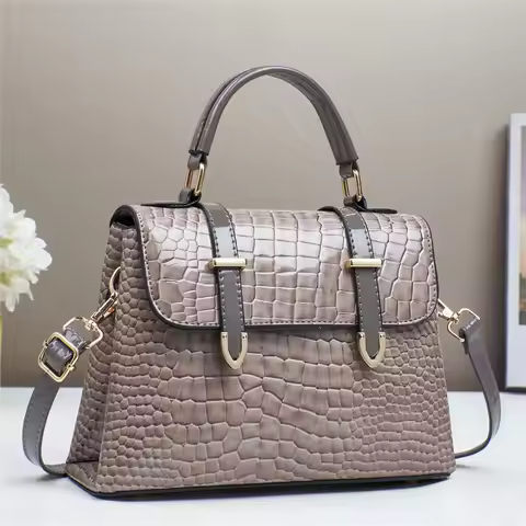 New Crocodile Embossed Patent Leather Handbags Women Luxury Designer Inspired Birkin Tote Bag Glossy