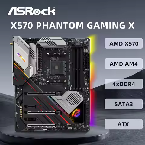 ASRock X570 PHANTOM GAMING X Motherboard Supports 5600X 3600X 5600G 5700X 5700X3D 5800X3D 5800X CPU 