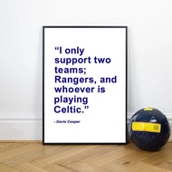 Poster seni lukis Glasgow Rangers dekorasi dinding bilik lelaki anak-anak quote lucu bola sepak Scot