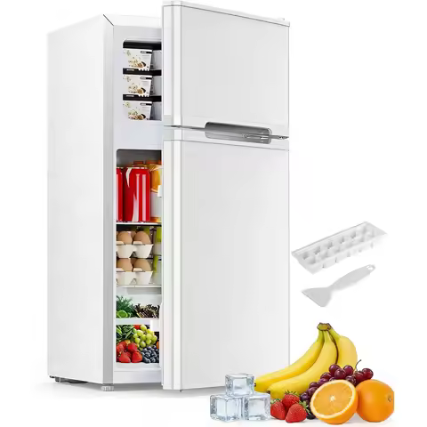 2.5 Cu.Ft Mini Fridge with Freezer, Double-Door Compact Refrigerator, Adjustable Shelves, Thermostat
