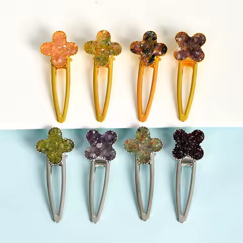Clover Crystal Chips Hair Clips