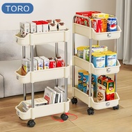 TORO 4-Tier Narrow Slot Shelf with Wheels, Multi-Purpose Plastic Shelf for Kitchen, Bathroom, Refrig