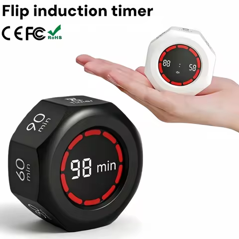 Digital Kitchen Timer Tomato Shape Flip Visual Gravity Sensor Pomodoro Countdown Timer for Study 1/3
