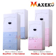 MAXEKO SW008 2 Pintu Wadrobe Bear Theme Design Plastic Kids Children Cloth Cabinet Almari Plastik Al