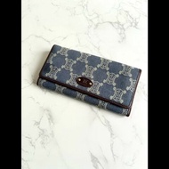 【LA LUNE】絕版古董包 Celine 牛仔丹寧凱旋門皮夾 錢包 長夾 中古包 二手包