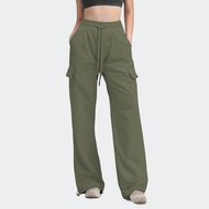 ELGINI ELGINI E16312 Women's Loose-Fit Casual Pants Mid-Rise Drawcord Waist Cargo Pockets S-XXL