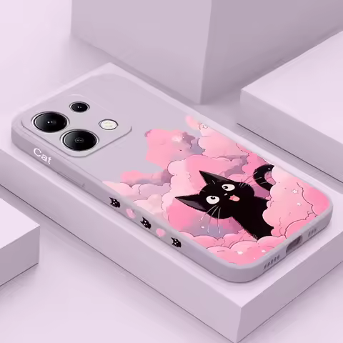 Cloud Cat Phone Case For Xiaomi Redmi Note 14 13 12 12S 11 11S 10 10S 9 9S Pro Plus 4G 5G Liquid Sil