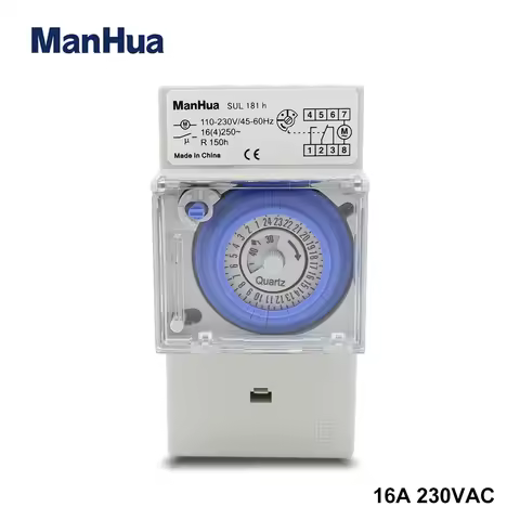 ManHua Su181H 24 Hours Analogue Mechanical Timing Time Control Switch 220VAC 16A Power Reserve 150 H