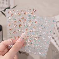 Nail Art Stickers Flowers Bamboo Adhesive Sliders Nail Decals For Manicure Tips Accessories
