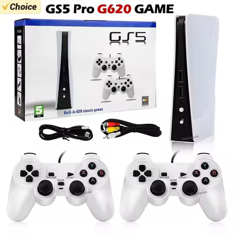 GS5 Pro Video Game Console com 620 Jogos Clássicos, 8 Bit TV, Handheld, USB, 2 Gaming Player com fio