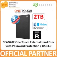 SEAGATE NEW One Touch External Portable Hard Drive / Hard Disk / HDD with Password Protection / USB3.0, 2TB.  Black color . SEAGATE Singapore Local 3 Years Warranty **SEAGATE OFFICIAL PARTNER**