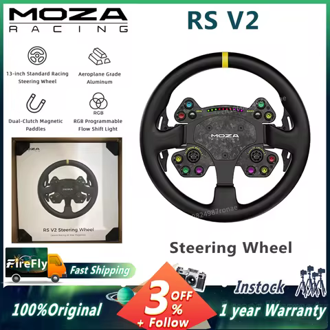 .MOZA Racing RS V2 Steering Wheel Compatible with All MOZA Wheelbases 13 Inch Standard Racing Rim