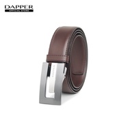 DAPPER เข็มขัดหนัง Brick Plaque Buckle Leather Belt สีน้ำตาล