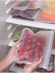 1入組塑膠食物儲存袋,可重複使用矽膠冰箱保鮮包容器,冰箱密封收納袋