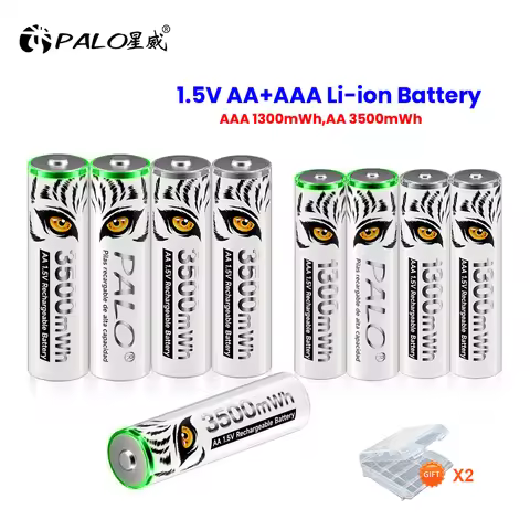 PALO 1.5V AA+AAA Li-ion Rechargeable Battery 3500mWh AA Battery 1300mWh Rechargeable AAA Lithium Bat