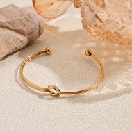 Minimalist Knotted Wire Open Bracelet Waterproof Non Fade 18K Gold Plated Wrist Accessory