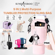 SUNDAYEROO Tumbler Carrier Pouch Bag With Mobile Wallet Pocket And Shoulder Strap For 900-1200ml Sar